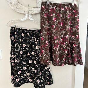 Sag Harbor Floral Brown/Black and Pink Skirt